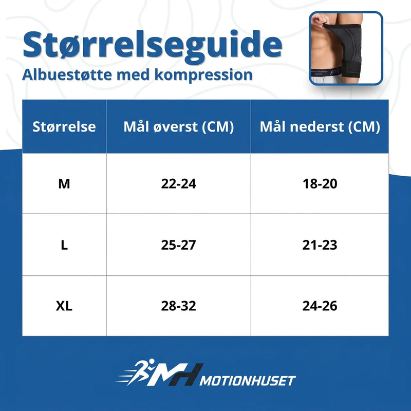 Albuestøtte med justerbar pasform og fleksibelt design