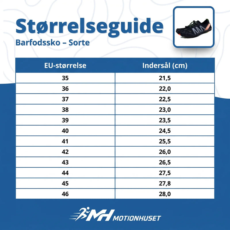 Barfodssko – Sorte