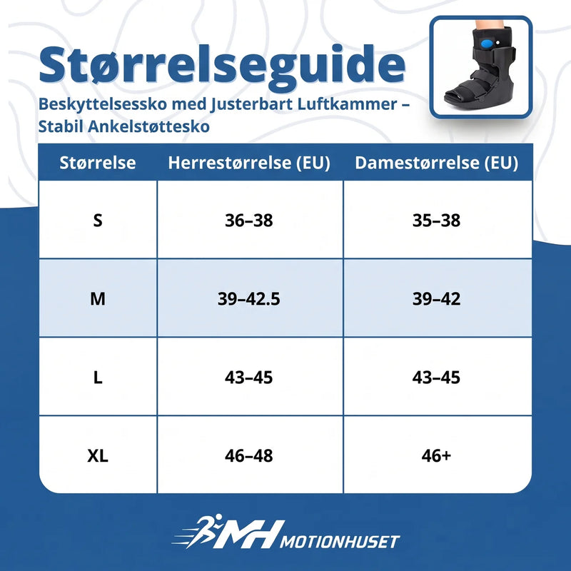 Beskyttelsessko med Justerbart Luftkammer – Stabil Ankelstøttesko