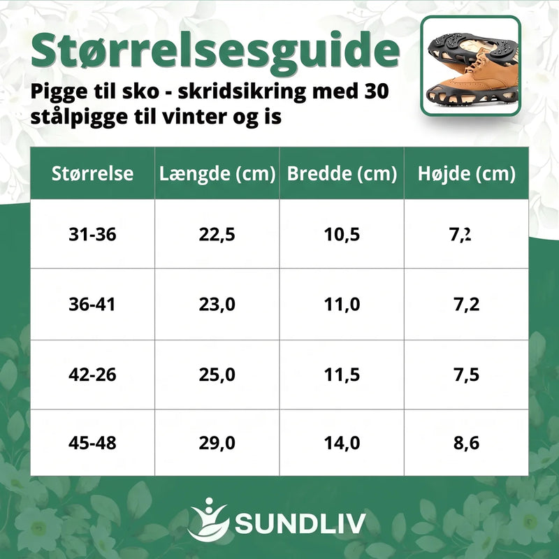 Broddar for Sko – Halkskydd med 30 Ståltaggar for Vinter & Is
