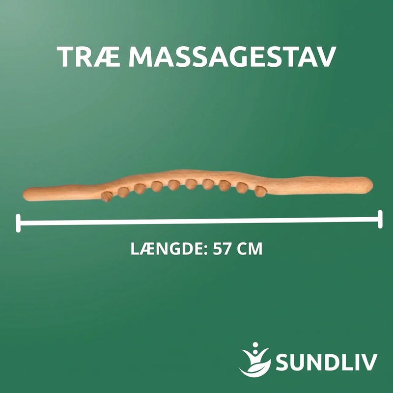 Gua Sha Massagepind i Bøgetræ – Massagepind med 10 Roterende Kugler