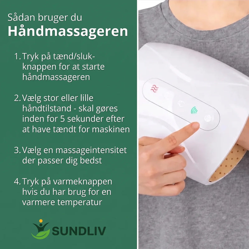 Håndmassageapparat – Elektrisk Håndmassager med Varme, Luftkompression