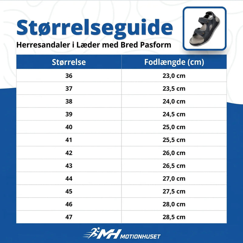 Herrsandaler i Læder med Bred Pasform