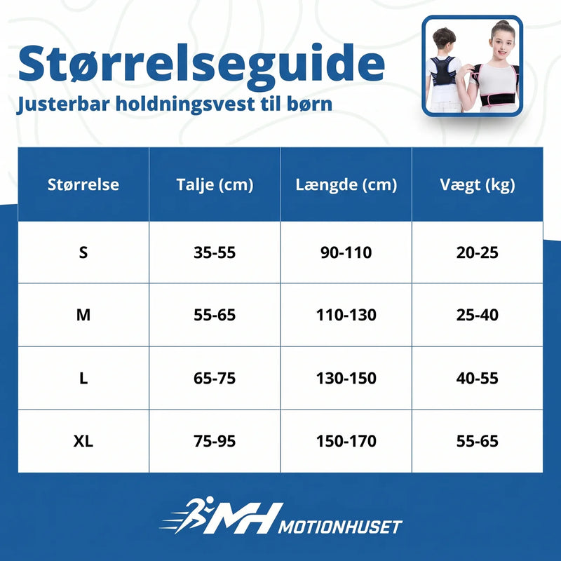 Justerbar hållningsvæst for barn