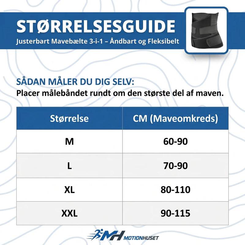 Justerbart Mavebælte 3-i-1 – Åndbart og Fleksibelt