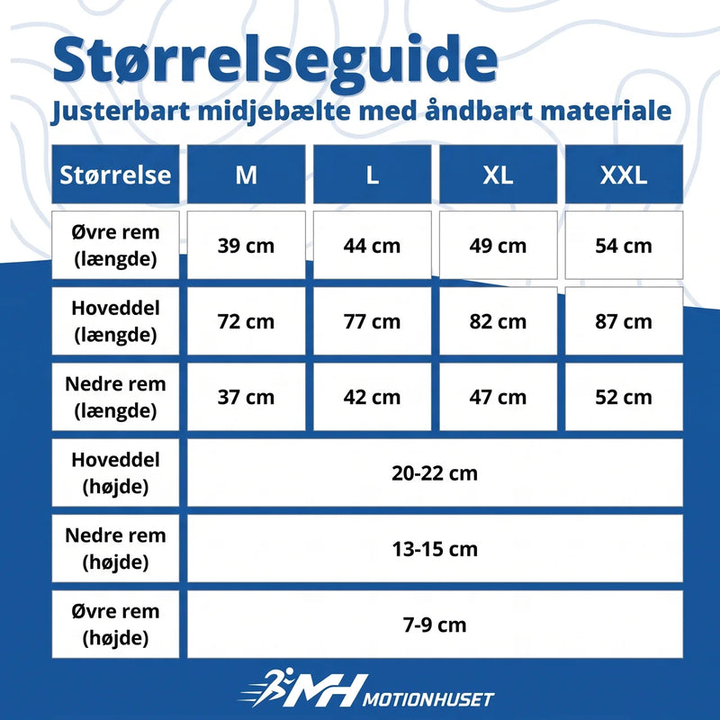 Justerbart midjebælte med andningsbart material