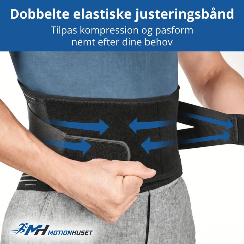 Justerbart ryggbælte med fleksibelt material