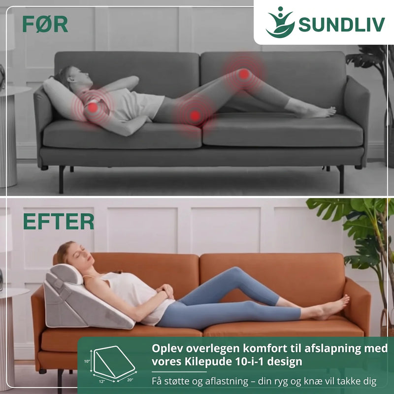 Kilepude 10-i-1 Memory Foam Justerbar Pude