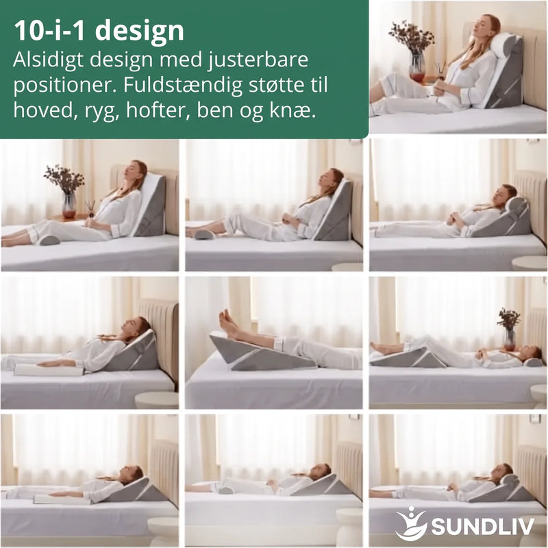 Kilepude 10-i-1 Memory Foam Justerbar Pude