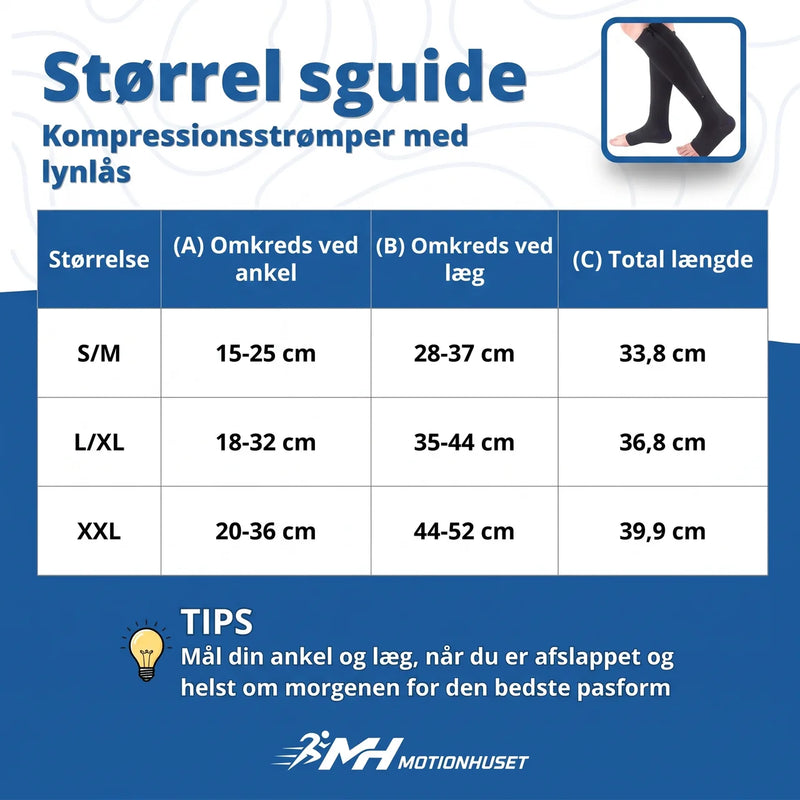 Kompressionsstrømper med Lynlås – Åben Tå