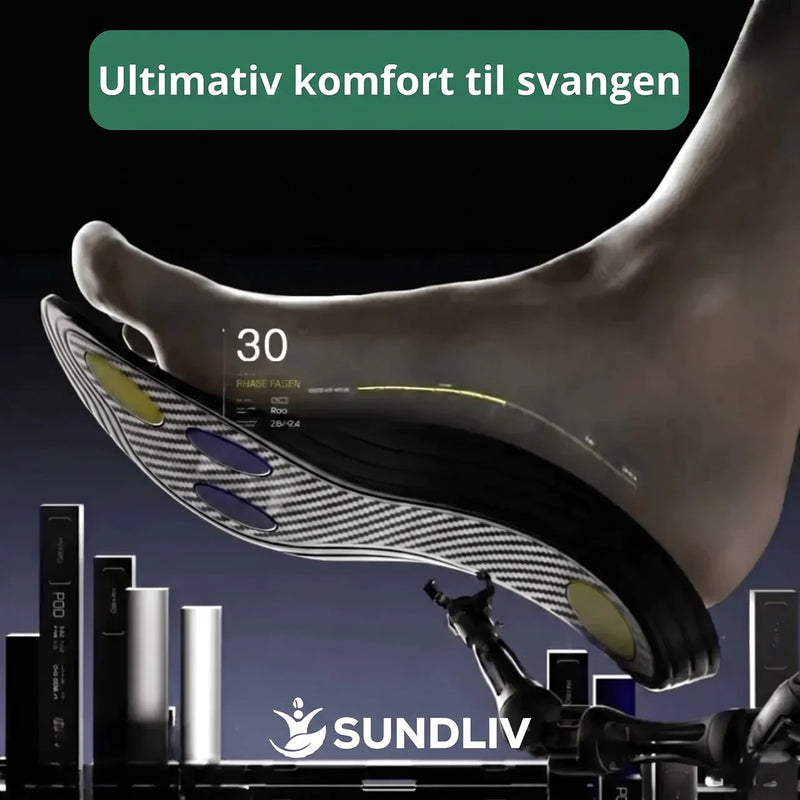 Kulfiber Indlægssåler – Stødabsorberende Svangstøtte med Gel til Løb, Sport, Træning og Hverdag