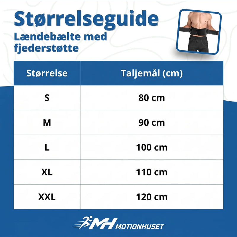 Lændryggsbælte med inbyggt støtte og fleksibel design