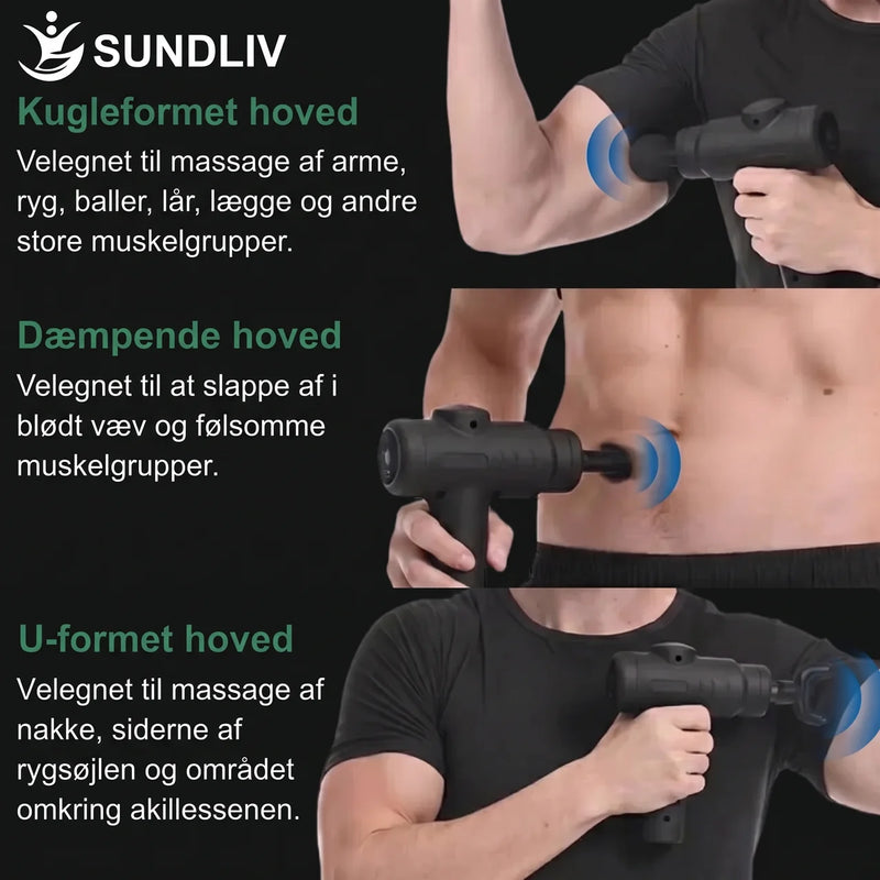 Massagepistol Mini 8 Massagehoveder 5 Hastigheder USB-C Genopladelig