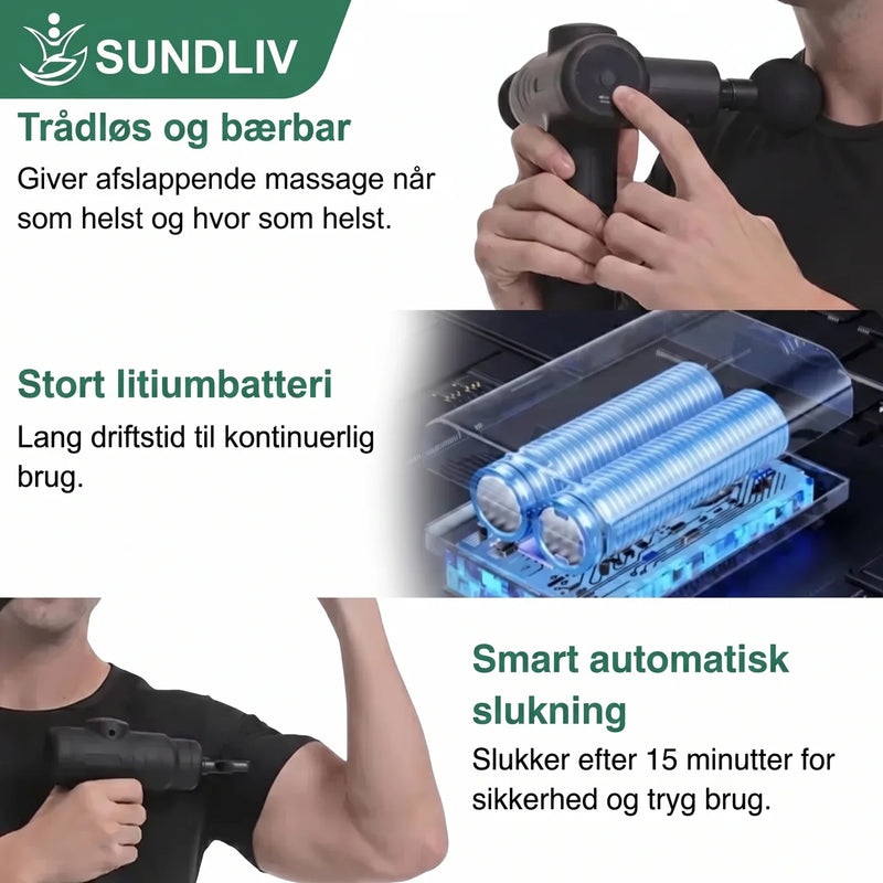 Massagepistol Mini 8 Massagehoveder 5 Hastigheder USB-C Genopladelig