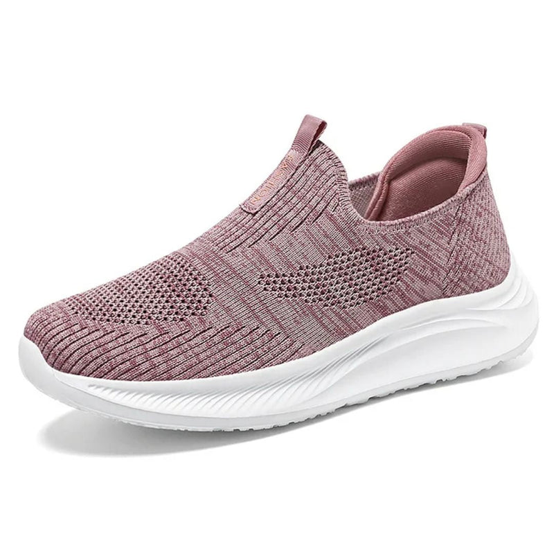 Slip-On Sneakers Lette Flyknit Sko uden Snørebånd med Bred Tåboks