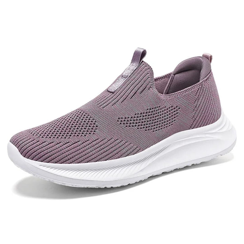 Slip-On Sneakers Lette Flyknit Sko uden Snørebånd med Bred Tåboks