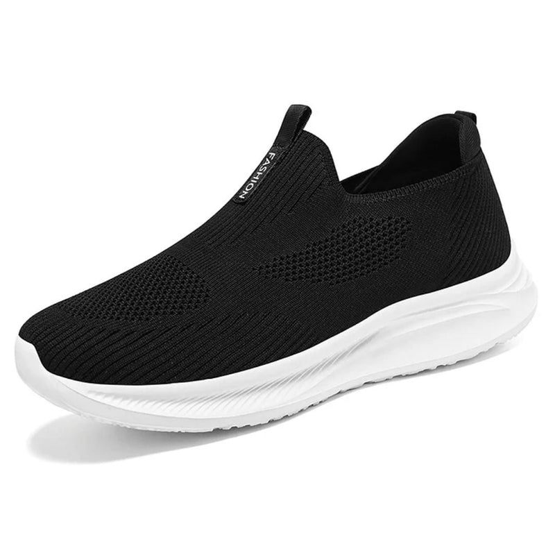 Slip-On Sneakers Lette Flyknit Sko uden Snørebånd med Bred Tåboks