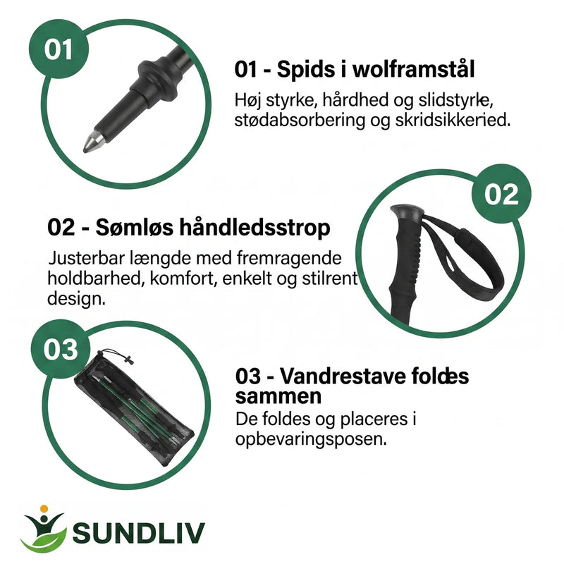 Sammenklappelige Gåstave – Justerbare og Letvægts Gangstave til Gåture