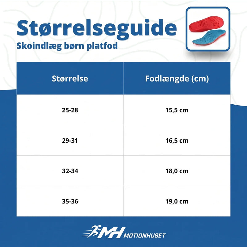 Skoindlæg barn plattfot