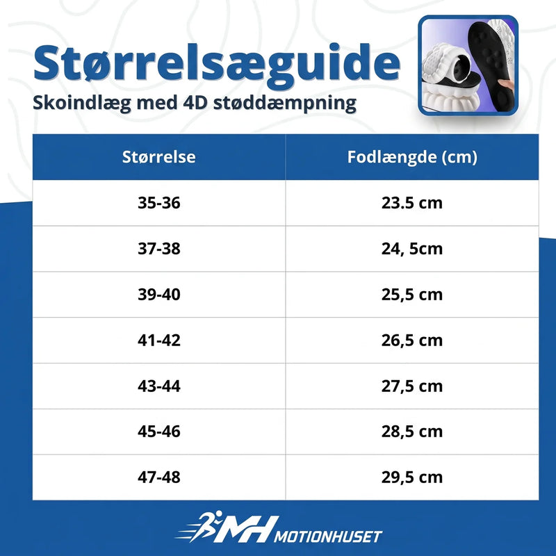 Skoindlæg med 4D støddæmpning