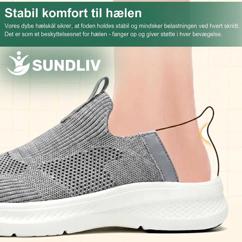 Slip-On Sneakers Lette Flyknit Sko uden Snørebånd med Bred Tåboks