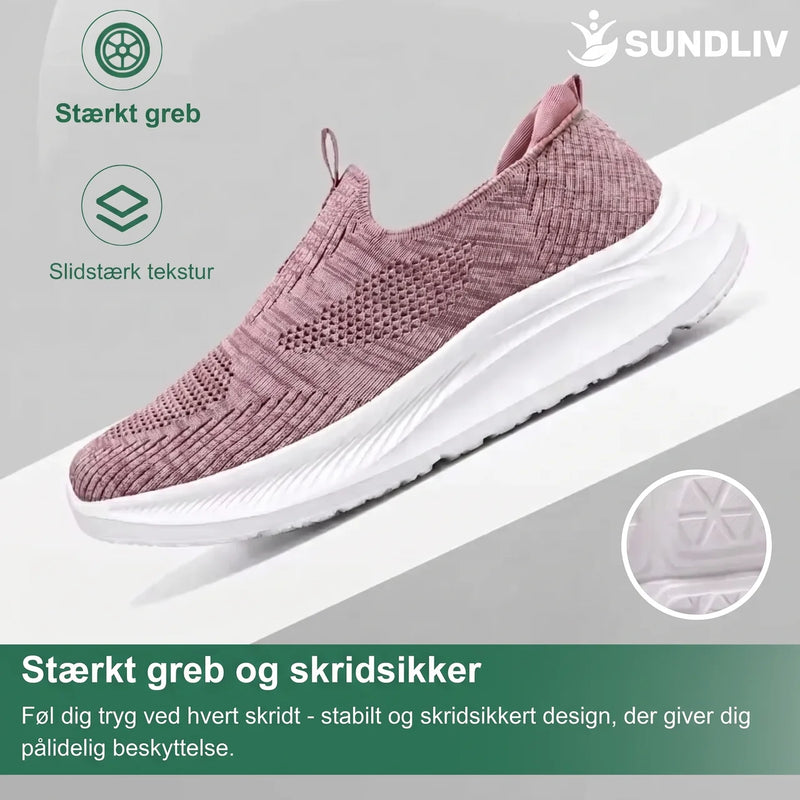 Slip-On Sneakers Lette Flyknit Sko uden Snørebånd med Bred Tåboks