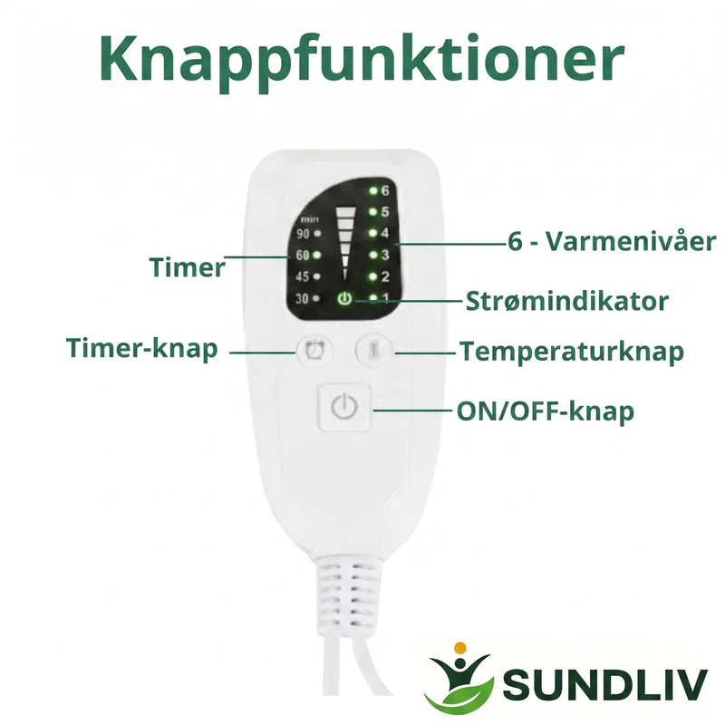 Stor Varmepude til Ryg – Elektrisk Varmepude med 6 Varmeniveauer