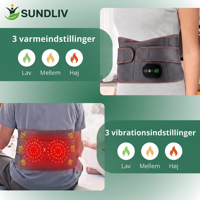 Varmebælte med Rødlys og Vibrationsmassage – Trådløst Varmebælte