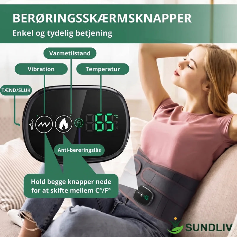 Varmebælte med Rødlys og Vibrationsmassage – Trådløst Varmebælte